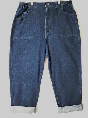 Lee Jean Capris Womens Sz 16 M Cuffed Classic Blue Denim Cabincore Vintage